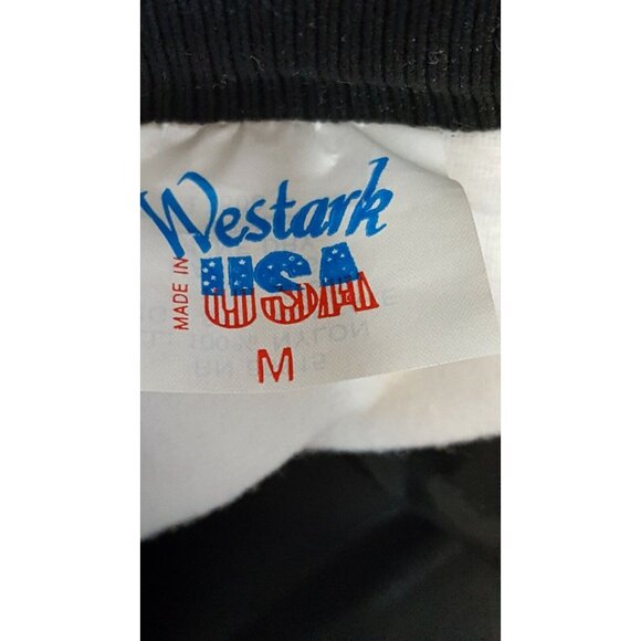 Womens Satin Bomber Windbreaker Jacket M Embroidered Black Flannel Lined USA - Picture 6 of 9